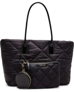 Anne Klein Quilted Nylon Tote With Pouch and Coin Purse | Handbags